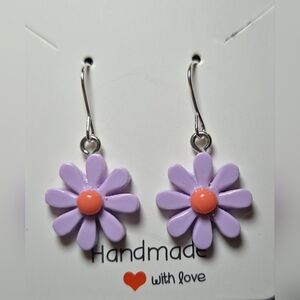 Handmade Lavender Daisy Flower Earrings